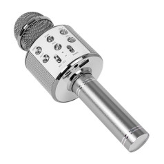 Karaoke mikrofons ar bluetoth atskaņotāju, sudraba