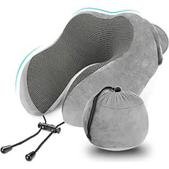 Luxsure Travel Pillow Neck Pillow - Soft Memory Foam Cotton U-Shaped Pillow Cover Machine Washable Neck Pillow for Aeroplane, Train, Car, Office and Camping (Grey)