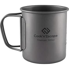 COOK'N'ESCAPE Titan 300 ml Camping Mug Open Fire Cooking Equipment with Foldable Handles for Outdoor Picnic Hiking