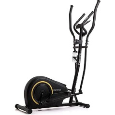 Zipro Adult Magnetic Cross Trainer Burn Gold līdz 120 kg, melns, viens izmērs, viens izmērs, elipsveida trenažieris, ergometrs, fitnesa velosipēds ar planšetdatora turētāju, 8 pretestības līmeņi