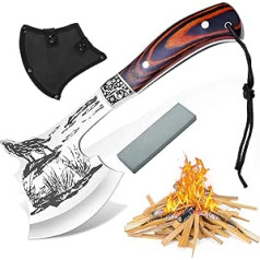 LaJasya Survival Axe, Camping Axe in Full Tang, Universal Axe with Free Knife Sharpening Stone, Leisure Axe, Split Axe with Sharp Blade, Outdoor Axe for Gardening, Hunting, Camping, Fire Protection