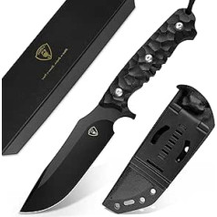AUBEY BLACK SWALLOW Outdoor Knife Fixed with Kydex Sheath, D2 Steel Blade, G10 Handle - Sharp Hunting Knife Belt Knife for Camping Fishing Hiking Survival Gift