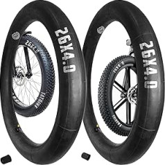 MOOVMOOV 2 x Bicycle Inner Tube 26 x 4.0 Fat Bike Inner Tube 26 x 4 with Straight Schrader Valve A/V 33 mm for Fat Bike, Mountain Bike, Electric Bicycles - High Quality and Robust Butyl Rubber