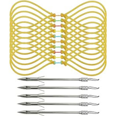 OUBOTER iepakojumā ir 10 rezerves gumijas lentes Akmens slingshot 5 gabali nerūsējošā tērauda makšķerēšanas šautriņas medības slingshot gumijas platgalvas makšķerēšanas bulta slingshot makšķerēšanai