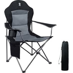 EVER ADVANCED Luxury Foldable Camping Chair 150 kg Load Capacity, Ultra Large with High-Back, Comfortable Padded Folding Chair, Camp, Garden, Balcony, Beach, Camping Chair, Garden Chair Fishing Chair, Director Chair, Black