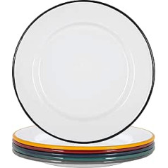 Argon Tableware White Enamel Dinner Plate 25.5 cm 6 Colours