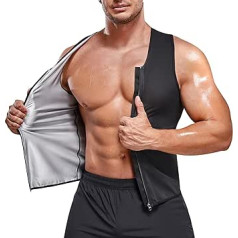 Bingrong vyriški saunos liemenės lieknėjimo diržas saunos marškinėliai Sweat Vest Fitness Thermal Body Shaper Sauna Effect Tummy Control Tank Top Vyriški pirties liemenės kompresiniai marškinėliai su užtrauktuku, juodi