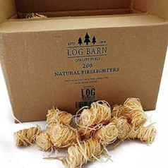Wood Wool natural wood fire lighters, eco-friendly, 200 per pack. Ideal for lighting fires in ovens, barbecues, pizza ovens and smokers