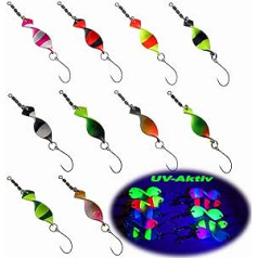 Njord Kalastus Messeneuheit 2023 Spoons Forelle Mega Twist 10 Stück in Spoonbox | Forellen Angeln Spoon Set Forellenköder | Forellen Blinker Angeln Forelle | Forellen Spinner Set Trout Spoon