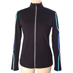 COYI meiteņu daiļslidošanas jaka ar rāvējslēdzēju, silts, garām piedurknēm, profesionāls kompresijas vingrošanas apģērbs slidošanai (izmērs: 155, krāsa: melns)