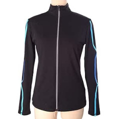 COYI Girls' Figure Skating Jacket Zip Warm Long Sleeve Professional Compression Gymnastics Ice Skating Clothing (Size: 155, Colour: Black)