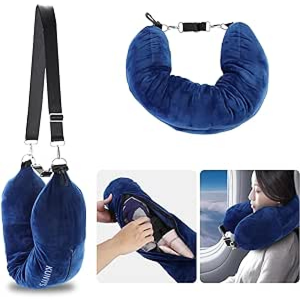 Kunyi's Travel Pillow, jūs glabājat drēbes kā rokas bagāžu, der līdz 5 dienām ceļojuma vajadzībām, konvertējams bagāžas spilvena pārvalks, mīksts plīša samts, pildāms, daudzfunkcionāls, U-veida