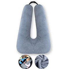 FHSGGP Travel Pillow Child Neck Pillow Car Sleeping Pillow for Long Travel U-Shape Car Seat Belt Cushion Travel Pillow for Children Artificial Rabbit Fur Grey