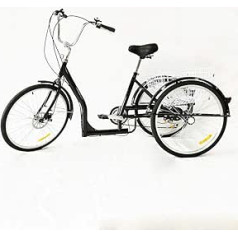 Fetcoi 26 collu trīsriteņu velosipēds pieaugušajiem, 6 ātrumu 3 riteņu Premium velosipēds ar iepirkumu grozu ceļošanai, riteņbraukšanai un iepirkšanās