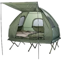 Tent with camp bed.