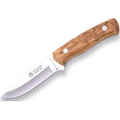 Joker Bushcraft Knife Arrui 10 Inch CO60 Survival Knife with 10 cm Blade Olive Wood Handle Belt Knife with Brown Leather Sheath Tool for Fishing, Hunting, Camping and Hiking