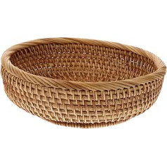 XENITE 1 x Rattan-Obstkorb, runder Weidenkorb, geflochtener Korb, Eierdekorationskorb, Brot-Servierkorb, Campingkorb, Holz-Aufbewahrungskorb, Brot-Organizer, Verpackungskorb Korb (Color : As Shown,