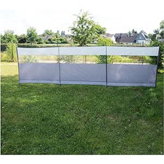 Wind Protection with Steel Poles 500 x 140 cm with Viewing Window - Privacy Screen with Pegs Guy Ropes Protective Wall Mobile Easy Assembly - Variable Construction