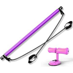 WLOWS Pilates Exercise Bar Kit Portable Exercise Resistance Band Toning Bar Home Gym Yoga Pilates + Seat Aid, Purple