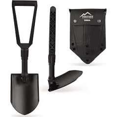 Extra Stable – BW Folding Shovel with Bag, German Armed Forces / Military Shovel/Feldspade/Spade Made of Carbon Steel/Steel – Ideal for Outdoors, Camping, Survival and Hunting, Colour: Black/Boron