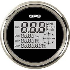 Vispārēja 85 mm laivu automobiļu digitālā ĢEOGRĀFISKĀ POZICIONĒŠANAS sistēma Spidometra Odometra skaitītājs 0-999 Mezgli 1 2V/24V. Jahta jūras motocikla ātrumam