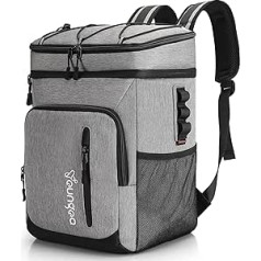 YOUNGOA Cool Backpack Dzesēšanas soma Mugursoma Izolēta Termiskā Vēsuma Soma Mīksta Vēsuma kaste piknika kempingam Pusdienas Pludmale YG065 24L Pelēka