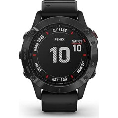 Garmin fenix 6 PRO GPS multisporta rokas pulsometrs viedpulkstenis, ilgs akumulatora darbības laiks, ūdensizturīgs bezkontakta maksājumu mūzikas atskaņotājs (sertificēts un atjaunots) melns