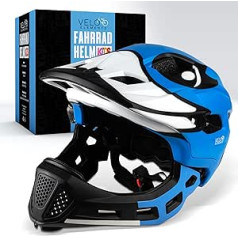 Velo Elements Integral Helmet Bērnu veloķivere - 2-in-1 bērnu ķivere ar noņemamu zoda aizsargu - [52-58 cm] BMX ķivere bērniem bērnu velosipēdam, skrejritenim, slidotājam - veloķiverei zēniem