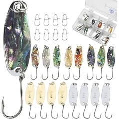 Njord Kalastus Mother of Pearl Trout Spoon Set 8 x 2.8 cm 2.5 g Spoons Trout in Natural Design UL Trout Bait Spoons Set Fishing Bait Accessories Spoon Box Trout Spoon