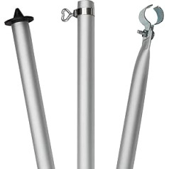 Aluminium Tent Pole with Base and Clamp, Telescopic 210-290 cm, Diameter 28-25 mm, 3 Parts Lightweight Stable Replacement Poles for Tent, Awning, Camping, Telescopic Pole, Stand Pole, Storm Pole, Pack