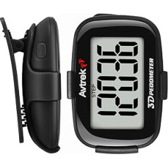 AVTREK Accurate 3D Walking Step Counter Jumbo Screen Numbers Pedometer Clip On Running with Time Disly and LED Backlight
