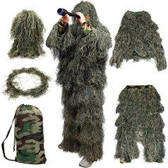 Goetland 5 gabali Ghillie maskēšanās uzvalks vīriešu Ghillie uzvalks medību uzvalks Forest Jungle Universālais izmērs medībām All Saints mānīšana