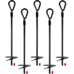 JMIATRY 5 Pieces Ground Anchors, 15 Inch Heavy Duty Ground Anchors Shelter Ground Anchor Set for Tents, Canopies, Sheds, Trampoline and Swing Sets