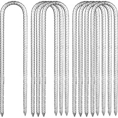 YOUNTHYE 8 x robuste Zeltheringe, U-Form, 40 cm, Stahl-Erdspieße, Ankerpfähle für Schlösser, Zelte, Trampoline, Hüpfe, Camping, Fußballnetze