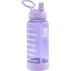 Takeya motivējoša ūdens pudele ar salmu vāku Dzeršanas laiki bez BPA Tritan Plastic 1 ceturksnis 900ml Vivacity Purple