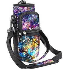 icolor Water Bottle Holder with Adjustable Padded Shoulder and Handle Strap, 63ml, Height 23cm, Bottle Bag, Hiking Backpack (Diameter 13cm, Height 23cm), Fireworks)