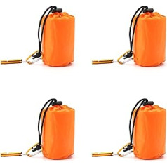 iFCOW 4er Set Notfallschlafsack Outdoor Tragbare Notfalldecke mit Survival Whistle + Karabiner + Aufbewahrungstasche