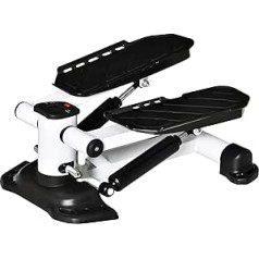 HOMCOM Mini Stepper Mini Bike fitneso dviračio LCD ekranas su dviem dideliais pedalais metalinis ABS baltas + juodas 48 x 34 x 21 cm