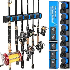 PLUSINNO V6 Vertical Upgrade Fishing Rod/Rod Holder, Support Extra Large and Heavy Fishing Rods and Reel Combinations, Fishing Rod Holder for Garage, Wall Mounted, Fishing Rod Holder