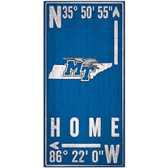 Fanu izveide NCAA Vidus Tenesī štata Blue Raiders Unisex MTSU koordinātu zīme, komandas krāsa, 6x12