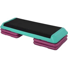 HOMCOM Step Board aerobikas fitnesa velosipēda Steppera augstums regulējams 10 cm / 15 cm / 20 cm PVC PP melns + zaļš + violets 110 x 40 x 20 cm