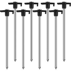 Tent Stakes, Heavy Duty Tent Nail Camping Stakes, Tent Stakes for Pop Up Canopy, Ground Garden, 10 Inch, Galvanized Steel Stakes, 8 Pack