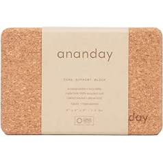 Ananday Cork Yoga Block - Sustainable 100% Cork, Non-Slip, Plastic Free, Clean, Supporting, Durable - Carbon Neutral + Planted Trees