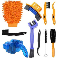 10 Piece Bicycle Cleaning Brush Set, Laufunjoy Cleaning Brush Bicycle Set for Bicycle Chain/Tyres/Sprocket Cycling Corner Stain Dirt Clean Fit for Mountain Bike Road Bike City Bike Folding Bike etc