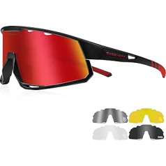 „Queshark“ sportiniai akiniai dviračių akiniai moterims, vyriški, poliarizuoti UV400 apsauga su 5 keičiamais lęšiais.