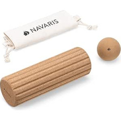 Navaris Fascia Set 2-Piece - Fascia Roller Massage Ball Fascia Ball - Back Vertebrae Neck Yoga - Cork Massage Balls Hard with Bag - Yoga Set