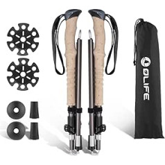 OLIFE Telescopic Hiking Poles for Men and Women, Foldable Trekking Poles for Travel, Camping, Hiking, Mountaineering, Lightweight Trekking Poles Made of Carbon Black