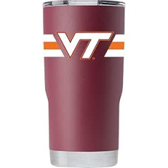 Gametime Sidekicks Virginia Tech Maroon krūze oficiāli licencēta 18/8 nerūsējošā tērauda dubultsiena vakuuma izolēta UV LED apdrukāta logotipi bez svīšanas paliek karsts/auksts — 360 grādi