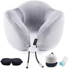 L/G Travel Pillow atmiņas putu kakla spilvens ceļojumiem, noņemams pārvalks, lidojuma pelēks, 1 gabals