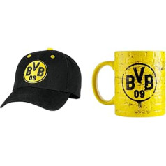 Borussia Dortmund vīriešu BVB vāciņš (melns dzeltens), melns/dzeltens, viena izmēra EU un BVB kauss, dzeltena siena, dzeltena, 1 gabals (1 iepakojumā), 0,3 l